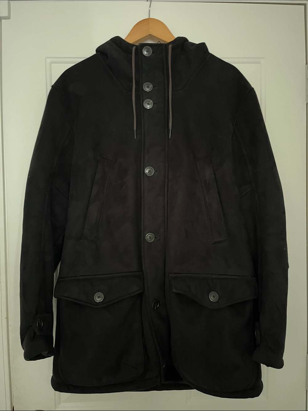 Armani Exchange Men's Black Hooded Field Coat